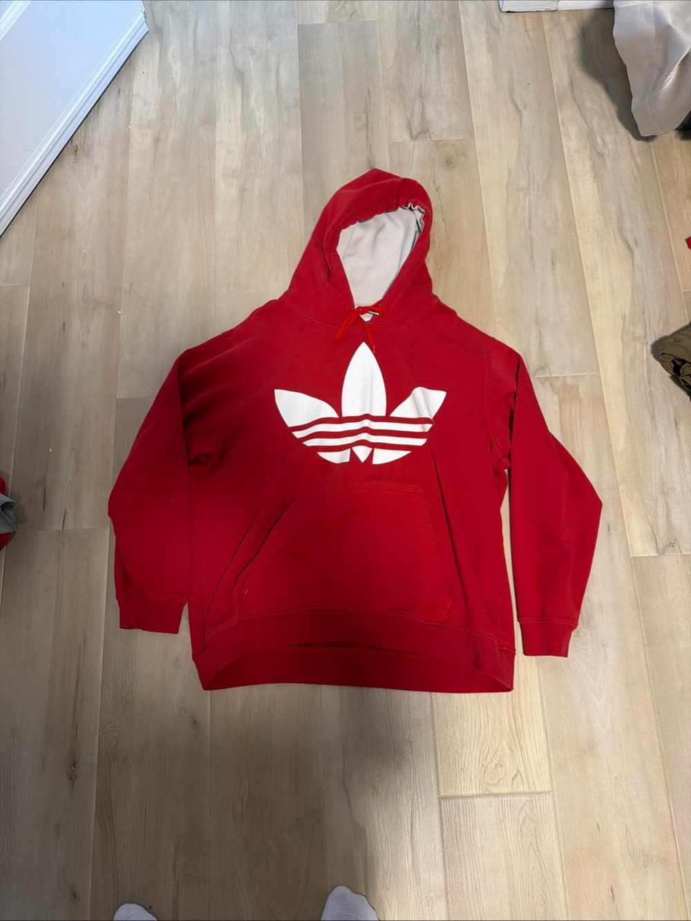 adidas Red Hoodie with White Trefoil Logo - Men